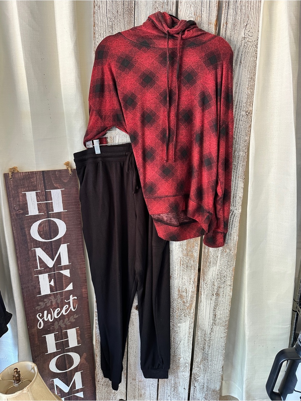Red Plaid Cozy Hoodie and pants- women’s